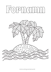 Gratis färgläggning Mandala Sommar Palmträd Mellannivå färgläggningar Naturlandskap Ö