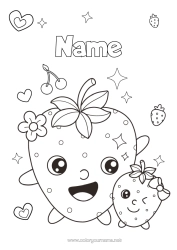 Colouring to customise Cute Cute Fruit Strawberry Family
