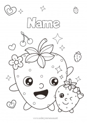 Free drawing Cute Kawaii Fruits Strawberry Family