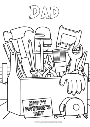 Free colouring Dad Happy birthday Tools