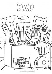 Child coloring page Dad Happy feast day ! Tools