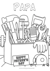 Colorear gratis Papá Feliz día de fiesta Herramientas