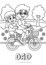 Child coloring page Dad Boy Bike Two-wheeled vehicles