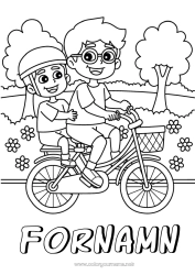 Gratis färgläggning Pappa Pojke Fordon Cykel Tvåhjuliga fordon