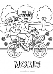 Desenho para personalizar Papai Menino Bicicleta Veículos de duas rodas