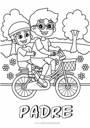 Niño página para colorear Papá Chico Bicicleta Vehículos de dos ruedas