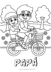 Colorear gratis Papá Chico Vehículos Bicicleta Vehículos de dos ruedas
