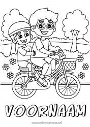Kleurplaat aanpassen Papa Jongen Voertuigen Fiets Tweewielers