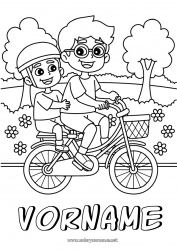 Kostenlose Malvorlage Papa Junge Fahrzeuge Fahrrad Zweiräder