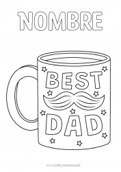 Niño página para colorear Papá Taza Bebidas Mejor