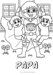 Coloriage enfant Papa Fille Garçon Héros Enfant Meilleur(e)