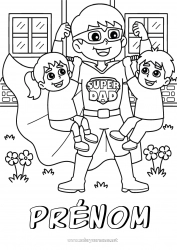 Coloriage à personnaliser Papa Fille Garçon Héros Enfant Meilleur(e)