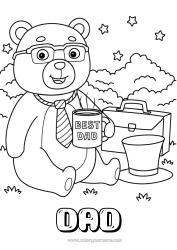 Free colouring Bear Dad Happy birthday Animal Forest animals Best