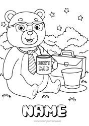 Colouring to customise Bear Dad Happy Birthday Animal Forest Animals Best