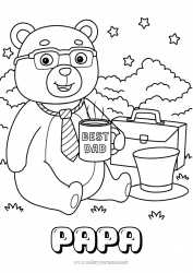 Coloriage enfant Ours Papa Bonne fête Animal Animaux de la forêt Meilleur(e)