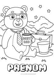 Coloriage gratuit Ours Papa Bonne fête Animal Animaux de la forêt Meilleur(e)