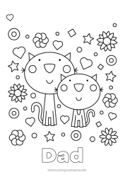 Child coloring page Cat Dad Mum I love you Animal 