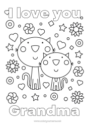 Free coloring Cat Dad Mum I love you Animal 