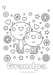 Child coloring page Cat Dad Mum I love you Animal 