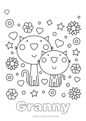 Child coloring page Cat Dad Mum I love you Animal 