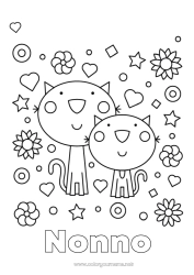 Pagina da colorare per bambini Gatto Papà Mamma Ti amo Animale 