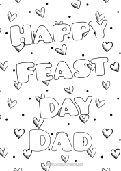 Free colouring Heart Dad Mum Grandma Grandad Happy birthday