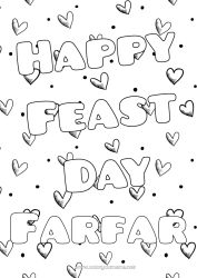 Färgläggningssida för barn Hjärta Pappa Mamma Mormor Farfar Grattis på födelsedagen