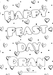 Free colouring Heart Dad Mum Grandma Grandad Happy birthday