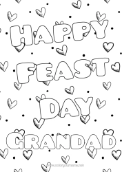 Free colouring Heart Dad Mum Grandma Grandad Happy birthday