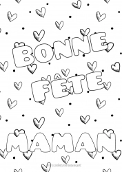 Coloriage enfant Coeur Papa Maman Mamie Papi Bonne fête