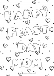 Child coloring page Heart Dad Mum Grandma Grandpa Happy feast day !