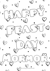 Färgläggningssida för barn Hjärta Pappa Mamma Mormor Farfar Grattis på födelsedagen