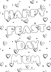 Free colouring Heart Dad Mum Grandma Grandad Happy birthday