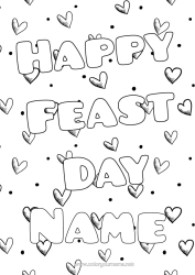 Colouring to customise Heart Dad Mum Grandma Grandad Happy Birthday