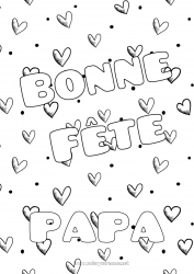 Coloriage enfant Coeur Papa Maman Mamie Papi Bonne fête