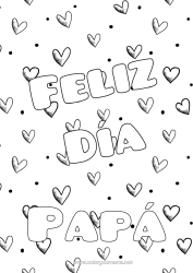Colorear gratis Corazón Papá Mamá Abuela Abuelo Feliz día de fiesta