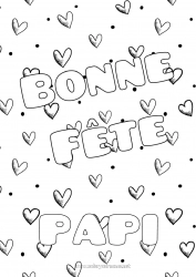 Coloriage enfant Coeur Papa Maman Mamie Papi Bonne fête