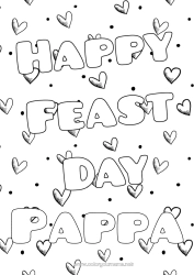 Färgläggningssida för barn Hjärta Pappa Mamma Mormor Farfar Grattis på födelsedagen
