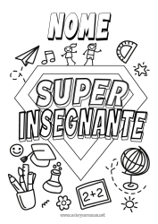 Disegno gratuito Eroe Insegnante Badge super Globo terraqueo Mestieri dell'educazione