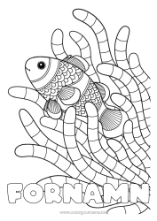 Gratis färgläggning Mandala Hav Djur Fisk Marina djur eller vattenlevande djur
