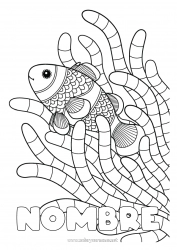 Colorear gratis Mandala Mar Pescado Animales marinos o acuáticos