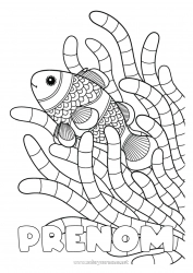 Coloriage gratuit Mandala Mer Poisson Animaux marins ou aquatique