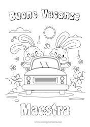 Colorazione gratuita Vacanze Coniglio Veicoli Auto Animali della foresta Auto, van e camper