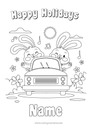 Colouring to customise Holidays Rabbit Vehicles Car Forest Animals Cars, Vans And Motorhomes