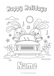 Free drawing Holidays Bunny Vehicles Car Forest animals Cars, vans, and motorhomes