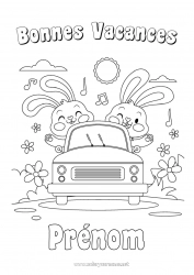 Coloriage à personnaliser Vacances Lapin Véhicules Voiture Animaux de la forêt Voitures, vans et camping-cars