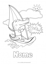 Desenho grátis Esporte Crocodilo Mar Animal Répteis Windsurf Sports nautiques