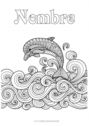 Dibujo libre Mandala Mar Animales Delfín Dibujos complejos para colorear Animales marinos o acuáticos