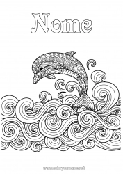 Disegno gratuito Mandala Mare Animale Delfino Colorazioni complesse Animali marini o acquatici