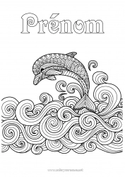 Dessin gratuit Mandala Mer Animal Dauphin Coloriages complexes Animaux marins ou aquatique